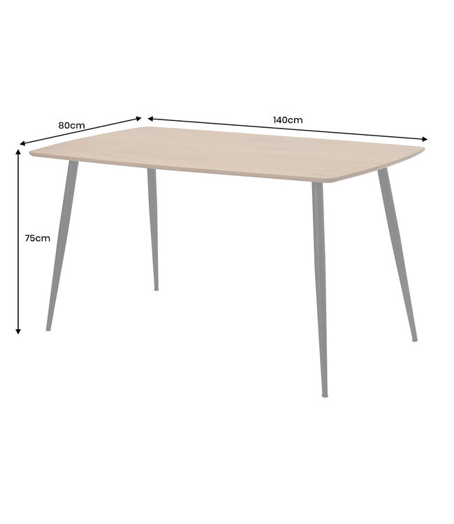 Invicta Interior Eettafel APARTMENT 140 cm, natuurlijke eikenhoutlook met zwart metalen frame - 47065