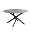 Invicta Interior Eettafel HELIX 120 cm rond, grijze steenlook met zwart metalen frame - 47068