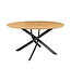 Invicta Interior Eettafel HELIX 120 cm rond, natuurlijke eikenhoutlook met zwart metalen frame - 47067