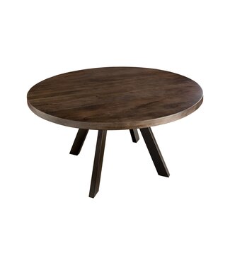 Invicta Interior Eettafel IRON CRAFT Ø 120cm rond mangohout taupebruin met zwarte poten - 46796