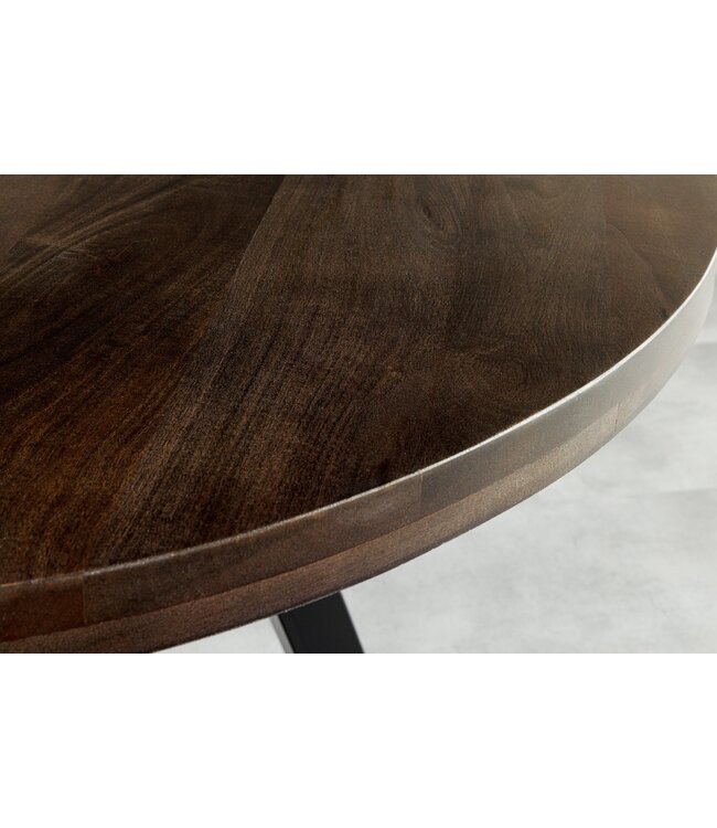 Invicta Interior Eettafel IRON CRAFT Ø 120cm rond mangohout taupebruin met zwarte poten - 46796