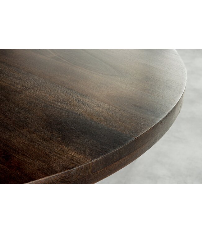 Invicta Interior Eettafel IRON CRAFT Ø 120cm rond mangohout taupebruin met zwarte poten - 46796
