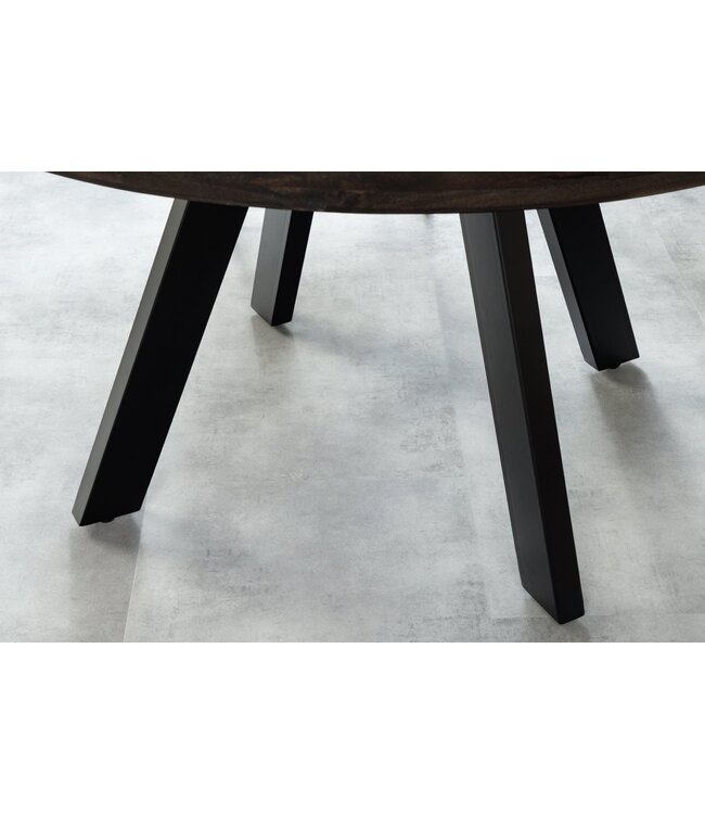 Invicta Interior Eettafel IRON CRAFT Ø 120cm rond mangohout taupebruin met zwarte poten - 46796