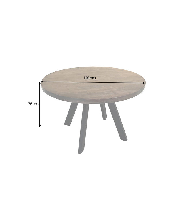 Invicta Interior Eettafel IRON CRAFT Ø 120cm rond mangohout taupebruin met zwarte poten - 46796