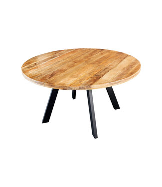 Invicta Interior Eettafel IRON CRAFT Ø 140cm rond mango naturel met zwarte metalen poten - 45256