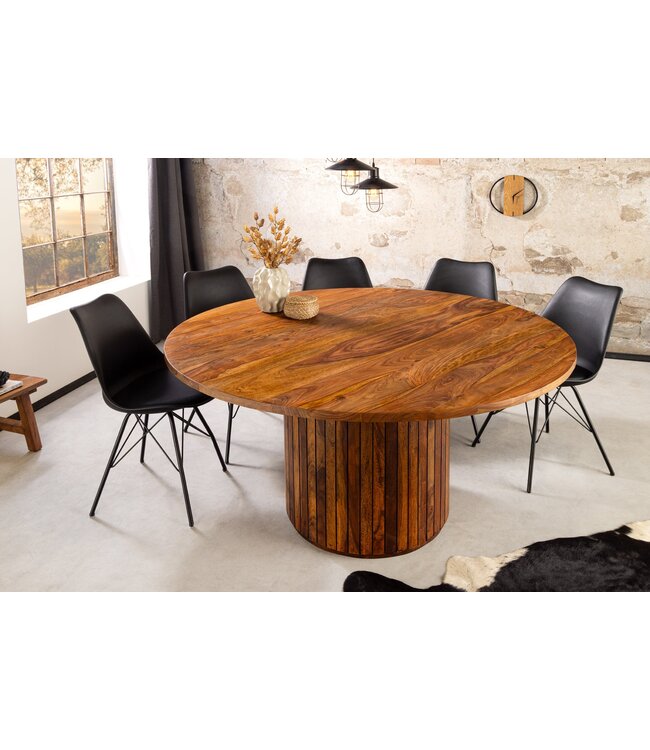 Invicta Interior Eettafel TRES CHIC Ø 120 cm rond, sheeshamhout, bruine steenafwerking - 48200