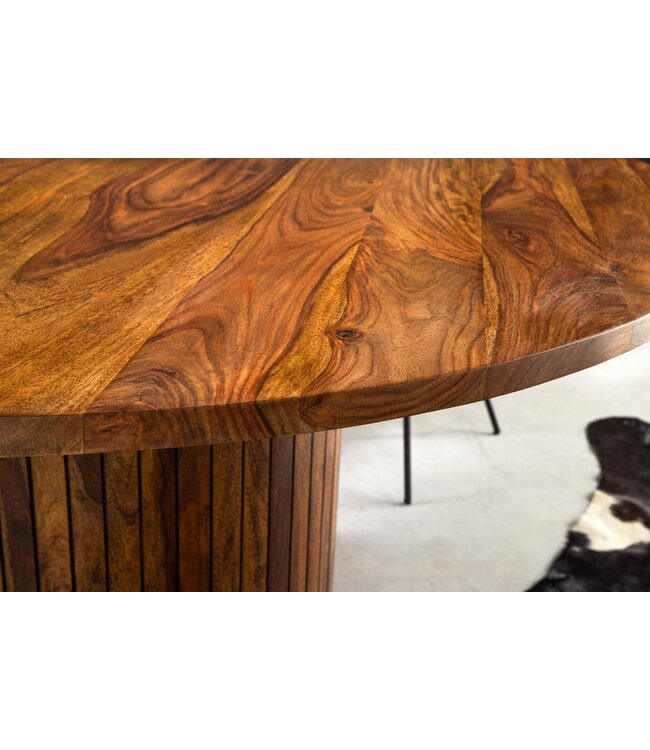 Invicta Interior Eettafel TRES CHIC Ø 120 cm rond, sheeshamhout, bruine steenafwerking - 48200