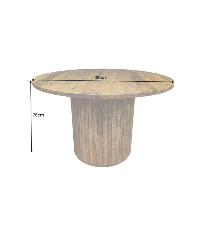 Invicta Interior Eettafel TRES CHIC Ø 120 cm rond, sheeshamhout, bruine steenafwerking - 48200