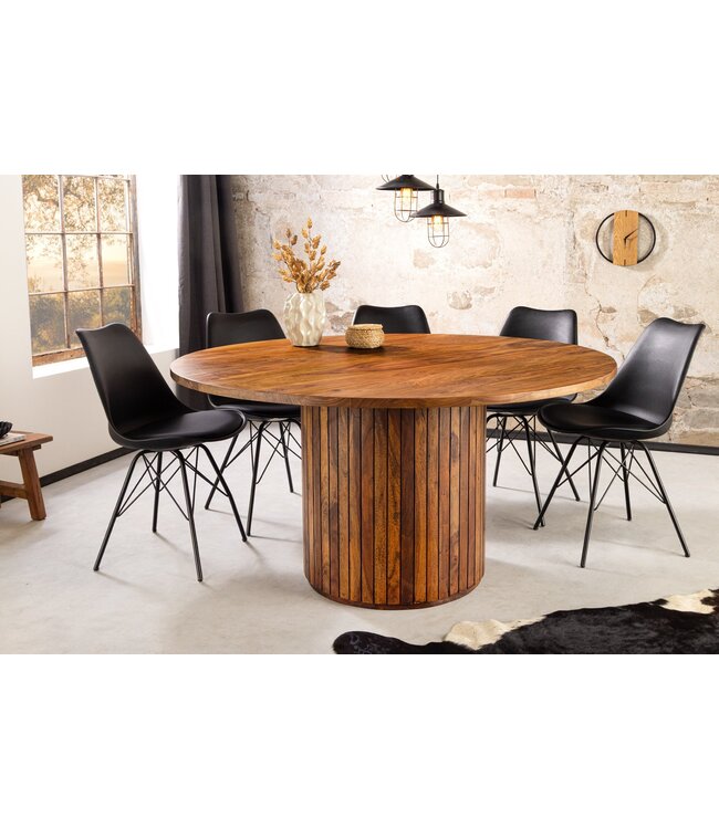 Invicta Interior Eettafel TRES CHIC Ø 140 cm rond sheeshamhout bruine steenafwerking - 48201