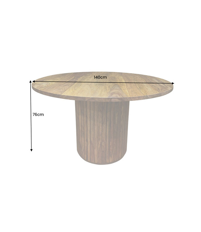 Invicta Interior Eettafel TRES CHIC Ø 140 cm rond sheeshamhout bruine steenafwerking - 48201