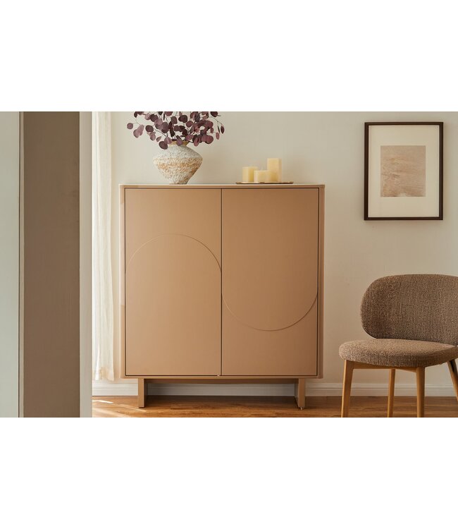 Invicta Interior Highboard SAVOY 130 cm 3D naturel met travertijnmarmeren keramisch blad - 47800