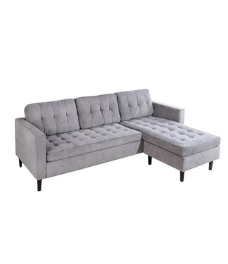 Invicta Interior Hoekbank STOCKHOLM 220 cm 3-zits met pocketvering en koordbekleding, grijs - 46775