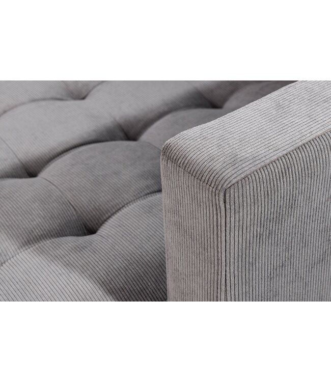 Invicta Interior Hoekbank STOCKHOLM 220 cm 3-zits met pocketvering en koordbekleding, grijs - 46775