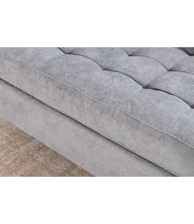 Invicta Interior Hoekbank STOCKHOLM 220 cm 3-zits met pocketvering en koordbekleding, grijs - 46775