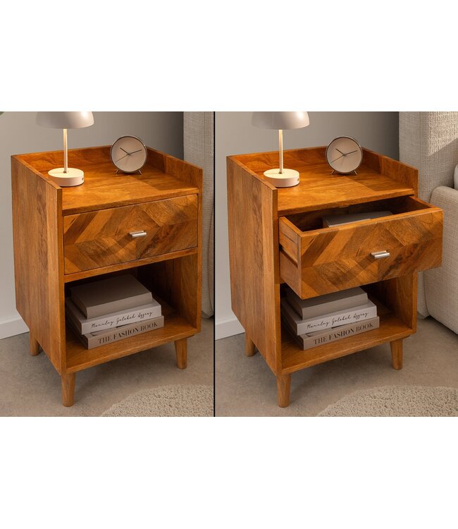 Invicta Interior Nachtkastje INFINITY 55cm mango naturel bruin - 47561