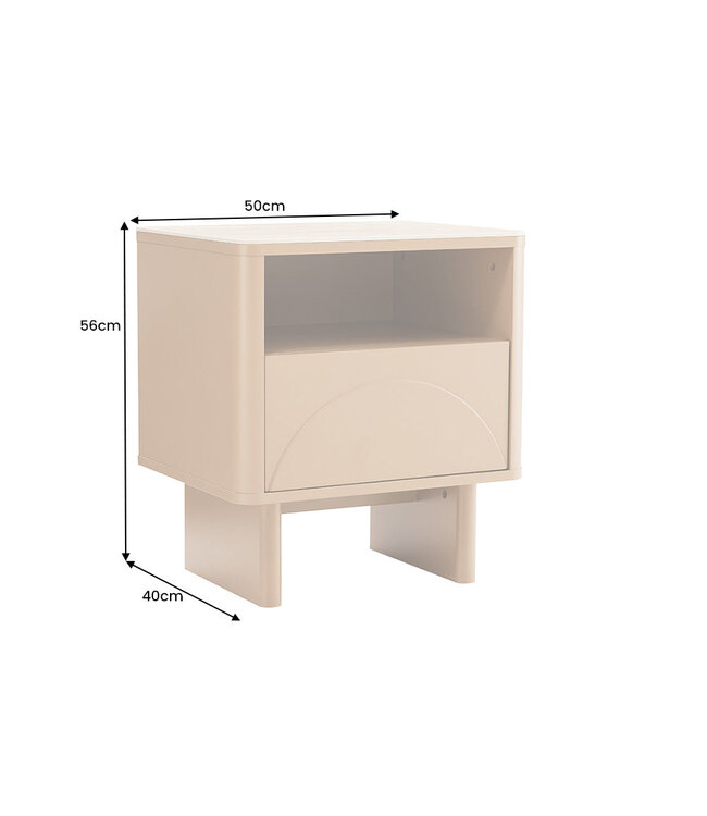 Invicta Interior Nachtkastje SAVOY 50 cm 3D naturel met travertijnmarmeren keramisch blad - 47802