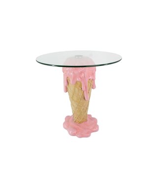 Invicta Interior Salontafel ICE CREAM 50cm met gehard glas roze beige - 48036