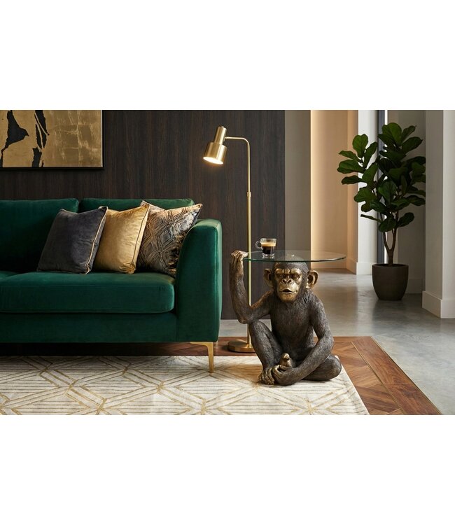 Invicta Interior Salontafel KING APE 65 cm met gehard glas, zwart goud - 48060
