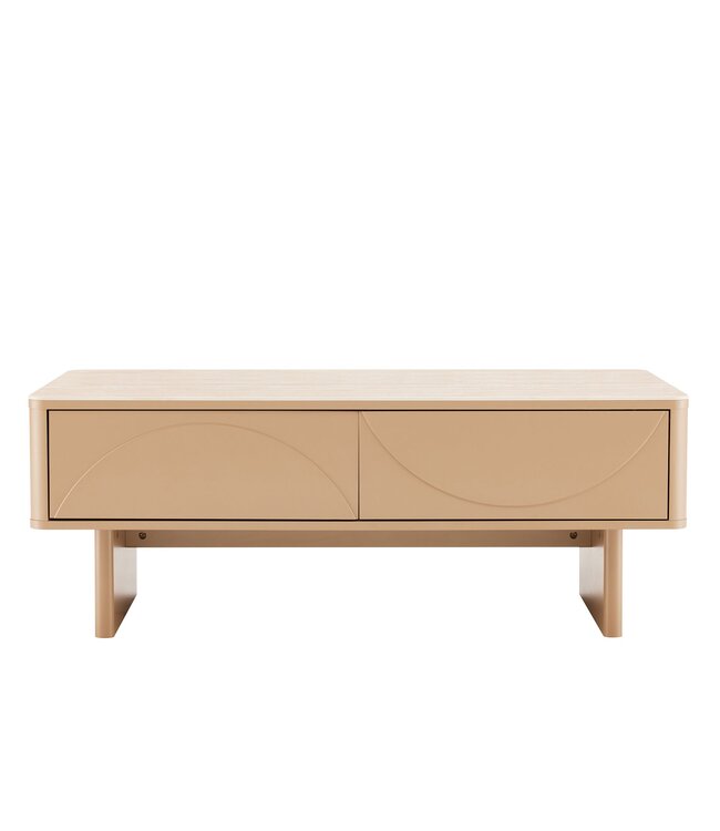 Invicta Interior Salontafel SAVOY 120 cm 3D naturel met travertijnmarmeren keramisch blad - 47804