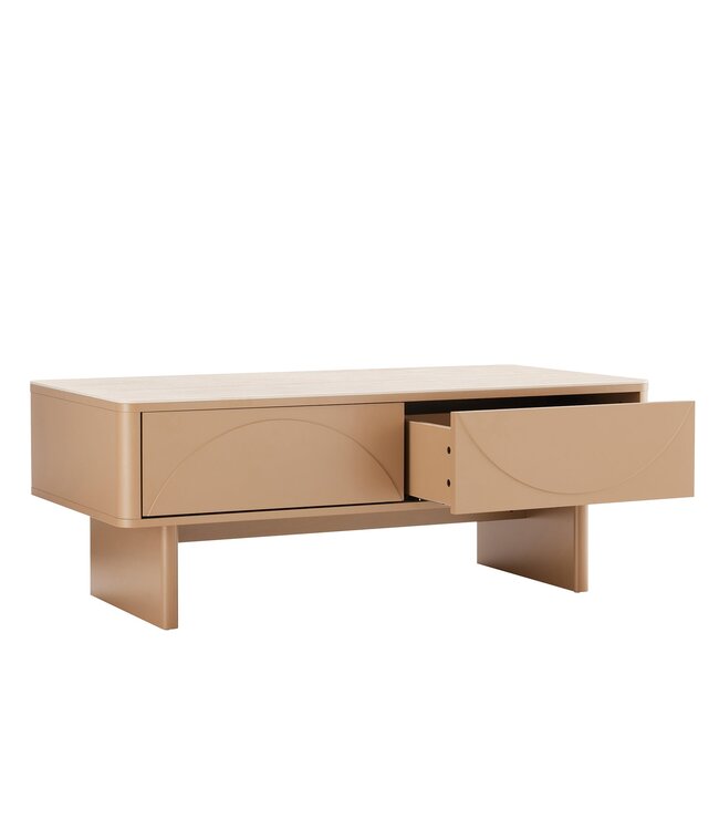 Invicta Interior Salontafel SAVOY 120 cm 3D naturel met travertijnmarmeren keramisch blad - 47804