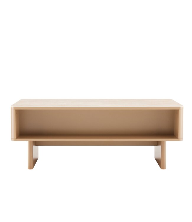 Invicta Interior Salontafel SAVOY 120 cm 3D naturel met travertijnmarmeren keramisch blad - 47804