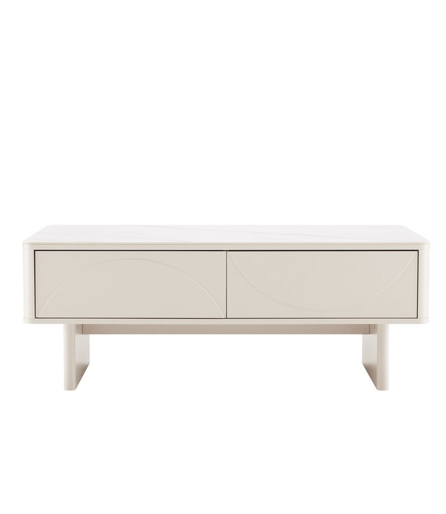 Invicta Interior Salontafel SAVOY 120 cm 3D wit met wit marmeren keramisch blad - 47803