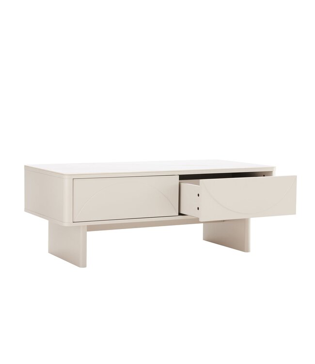 Invicta Interior Salontafel SAVOY 120 cm 3D wit met wit marmeren keramisch blad - 47803