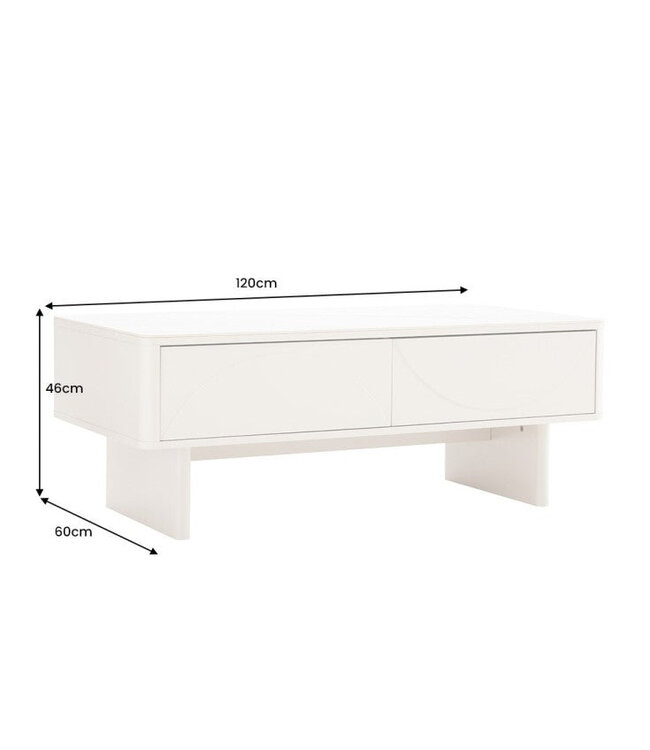 Invicta Interior Salontafel SAVOY 120 cm 3D wit met wit marmeren keramisch blad - 47803