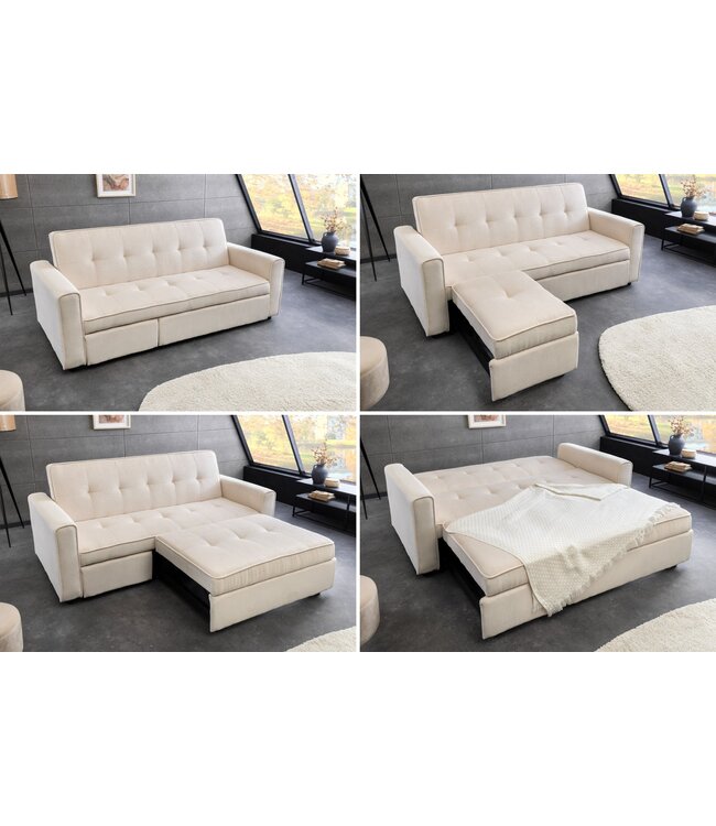 Invicta Interior Slaapbank SMART 180 cm 2-zits, corduroy beige - 47592