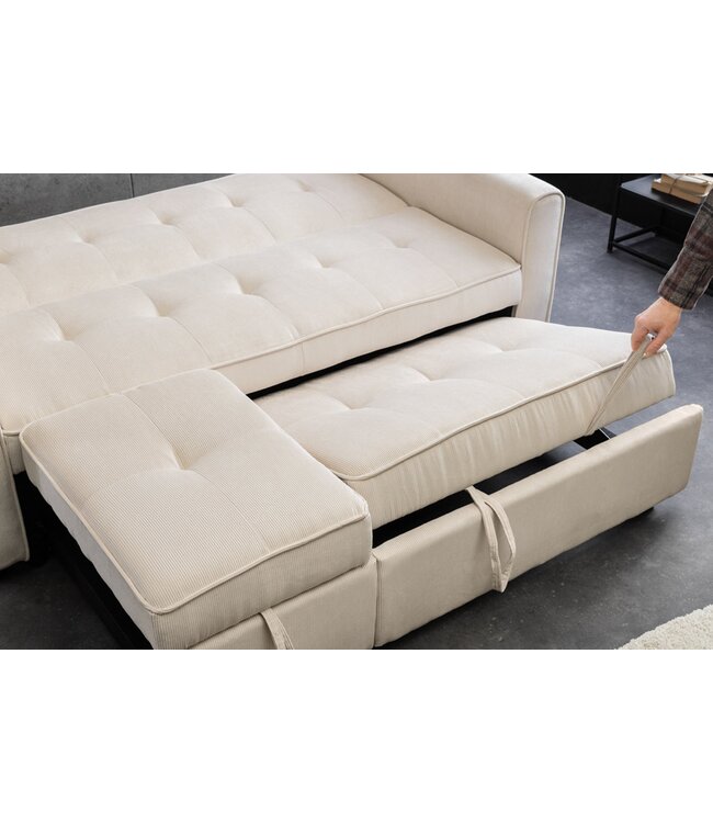 Invicta Interior Slaapbank SMART 180 cm 2-zits, corduroy beige - 47592