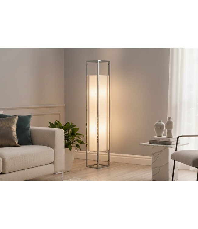 Invicta Interior Staande lamp AGAPUNE 120 cm zilver met witte lampenkap - 10878