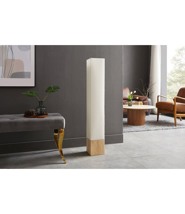 Invicta Interior Staande lamp AGAPUNE 120cm bamboe naturel bruin met witte lampenkap - 47905