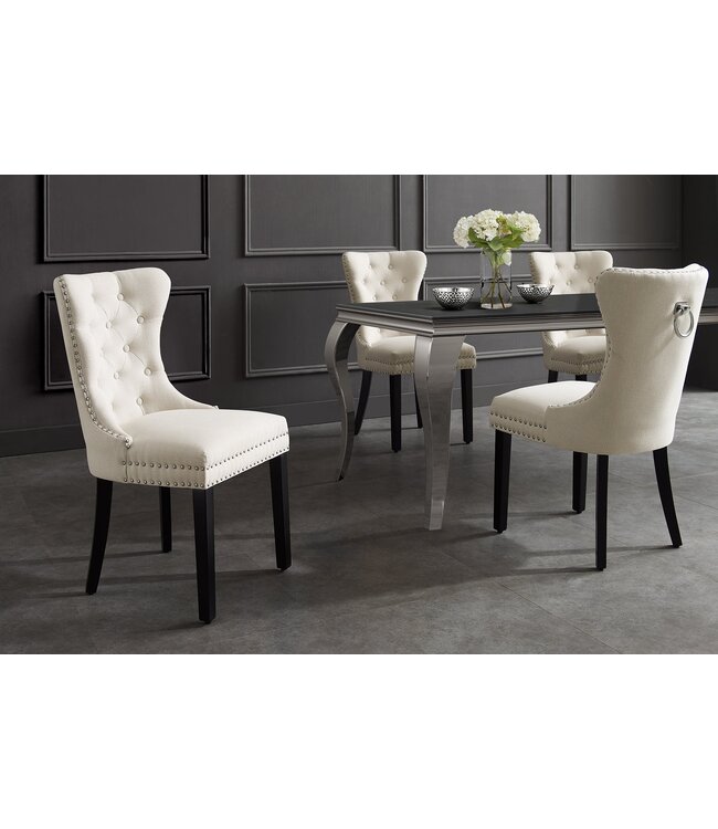 Invicta Interior Stoel CASTLE met comfortabele handgreep, linnen stof, beige, in barokstijl - 47536