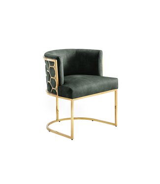 Invicta Interior Stoel ELEGANCE fluweelgroen met goudkleurig roestvrijstalen frame - 47500