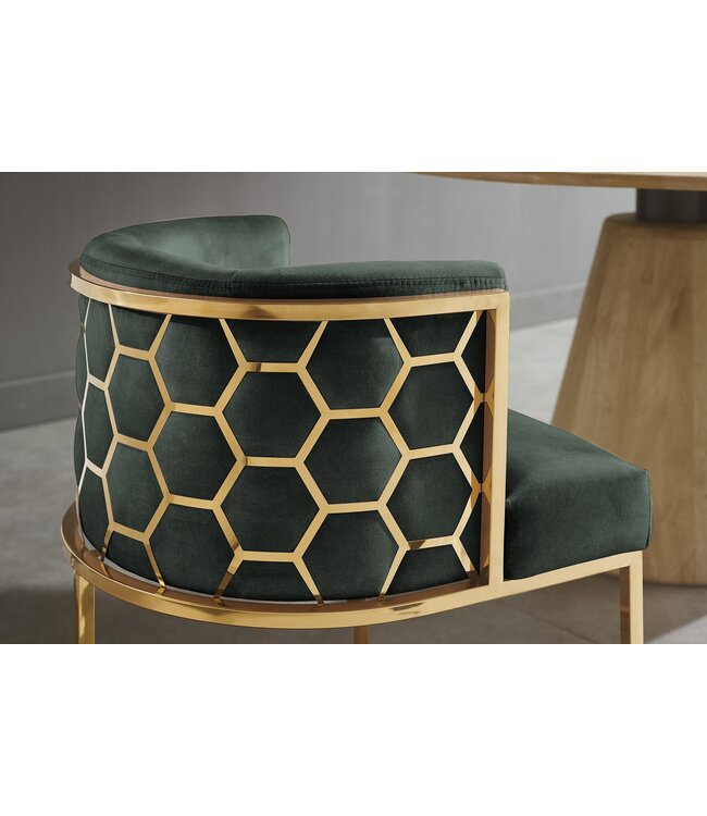 Invicta Interior Stoel ELEGANCE fluweelgroen met goudkleurig roestvrijstalen frame - 47500