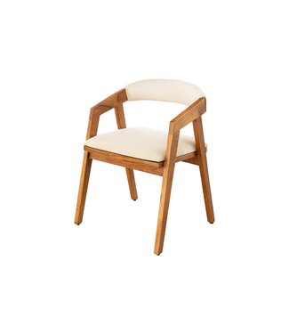 Invicta Interior Stoel MAMMUT van acaciahout met een natuurlijke honingkleurige afwerking en een platte geweven stof in lichtgrijs. - 47563