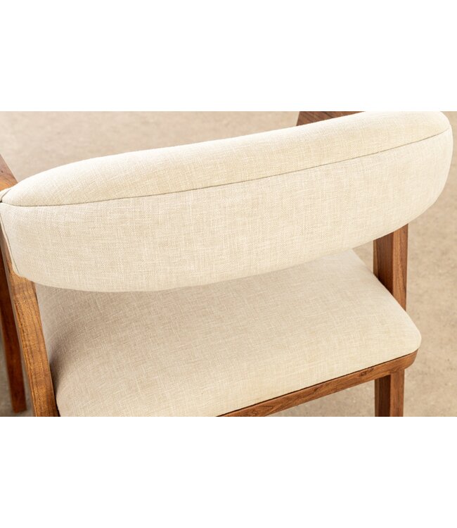 Invicta Interior Stoel MAMMUT van acaciahout met een natuurlijke honingkleurige afwerking en een platte geweven stof in lichtgrijs. - 47563