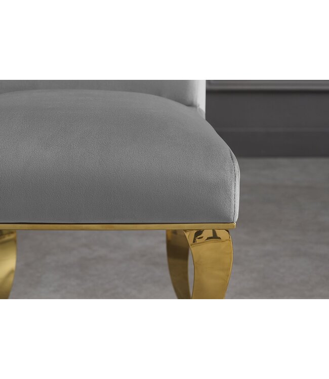 Invicta Interior Stoel MODERN BAROCK fluweelgrijs met gouden roestvrijstalen poten - 47490