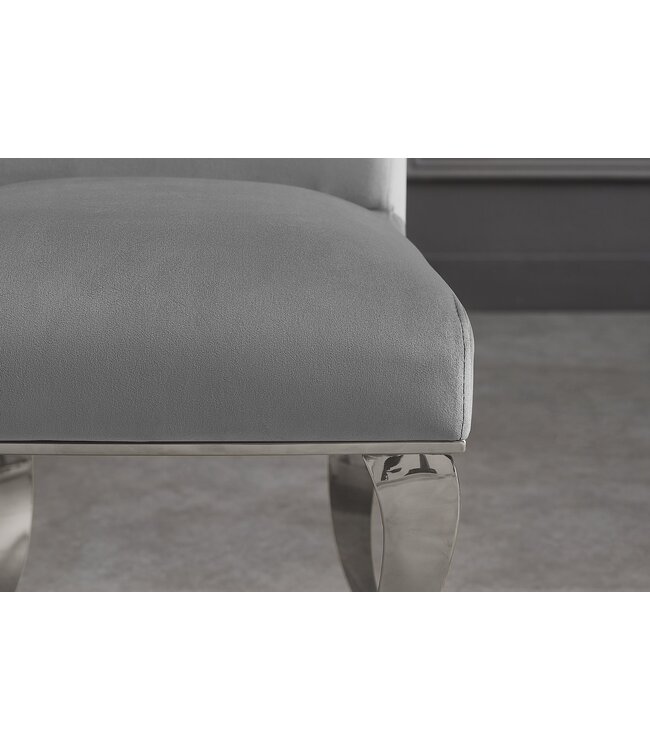 Invicta Interior Stoel MODERN BAROCK fluweelgrijs met zilverkleurige roestvrijstalen poten - 47489