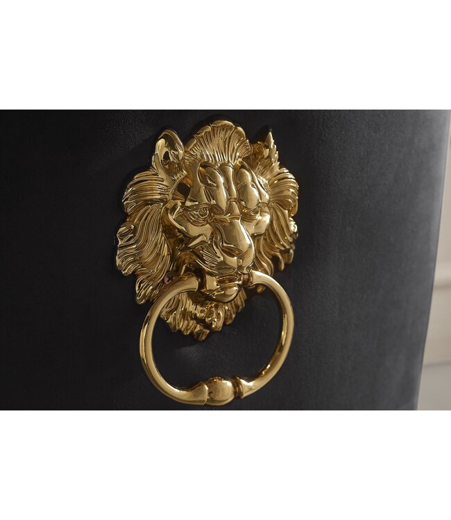 Invicta Interior Stoel MODERN BAROCK met leeuwenkopgreep, roestvrijstalen poten, goudkleurig fluweel, zwart - 47492