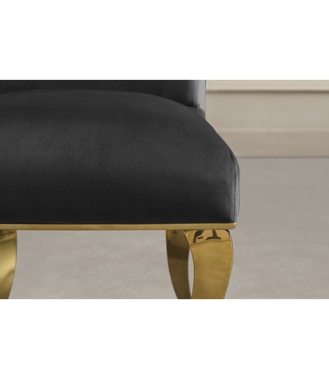 Invicta Interior Stoel MODERN BAROCK, zwart fluweel met gouden roestvrijstalen poten - 47488