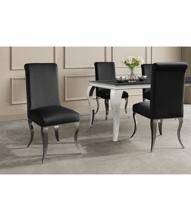 Invicta Interior Stoel MODERN BAROCK, zwart fluweel met zilverkleurige roestvrijstalen poten - 47487