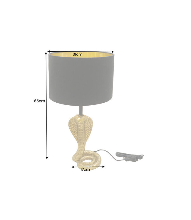 Invicta Interior Tafellamp COBRA 65 cm, zwarte lampenkap met gouden frame - 45745