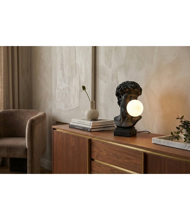 Invicta Interior Tafellamp DAVID 30 cm buste met lampkap zwart - 48057