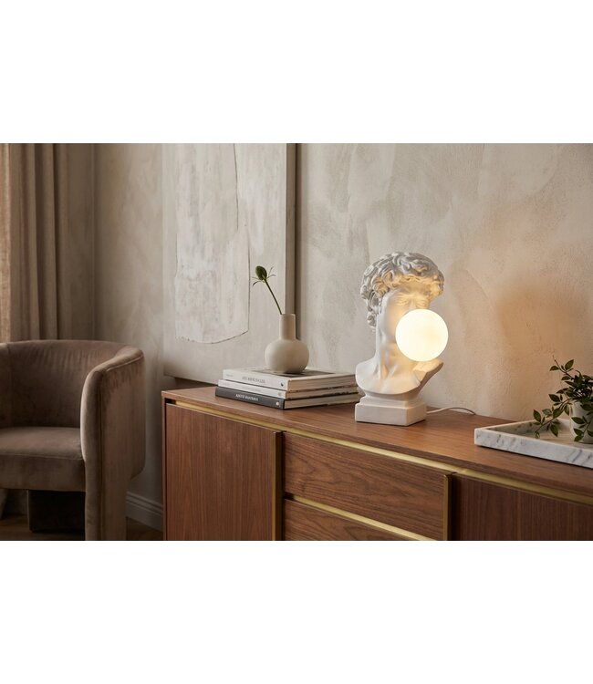 Invicta Interior Tafellamp DAVID 30 cm buste met witte lampenkap - 48056