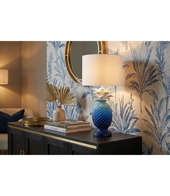 Invicta Interior Tafellamp PINEAPPLE 50cm met kap blauw wit - 48046