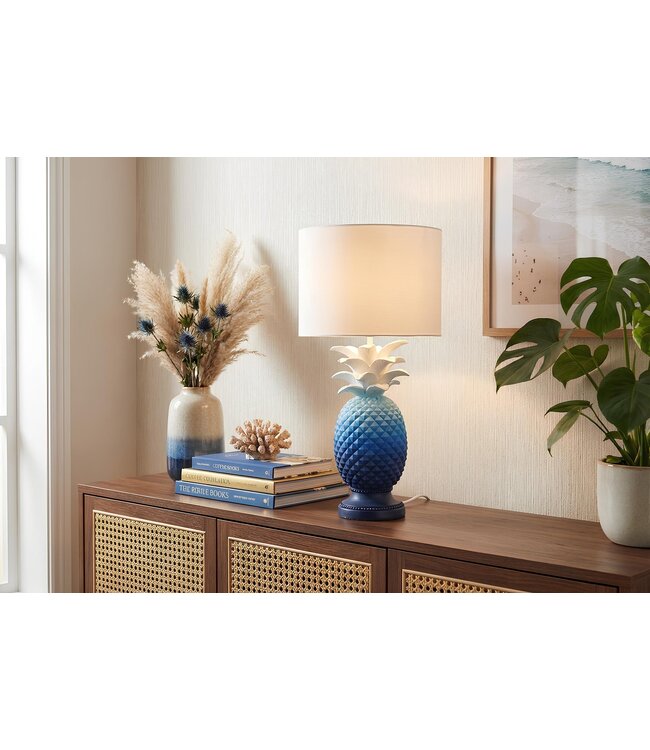 Invicta Interior Tafellamp PINEAPPLE 50cm met kap blauw wit - 48046