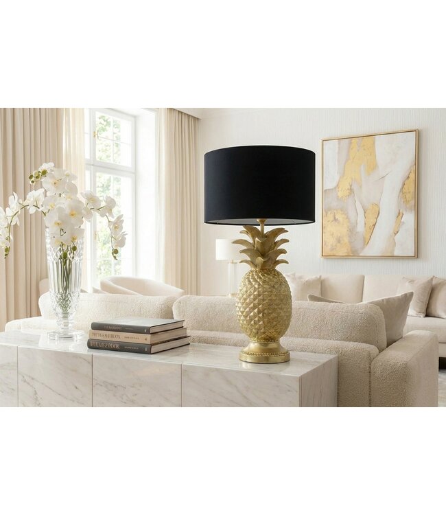Invicta Interior Tafellamp PINEAPPLE 50cm met kap goudzwart - 48045