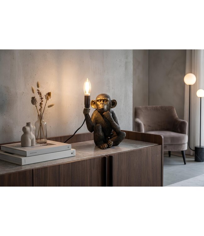 Invicta Interior Tafellamp SCHIMPANZEE 25cm monkey black - 48052