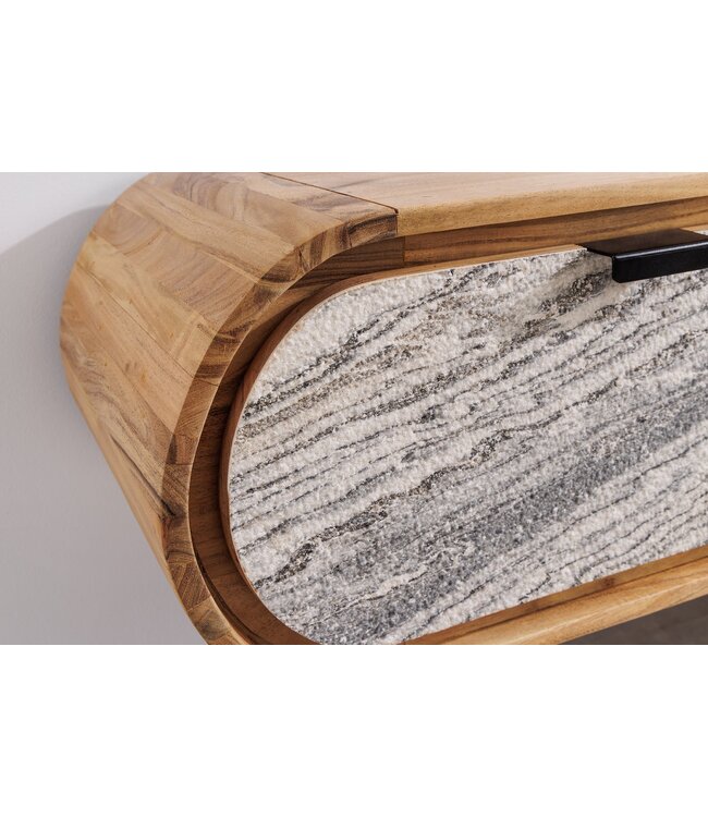 Invicta Interior TV-Board ORGANIC 160cm hangend acaciahout naturel met steenlook voorkant - 47757